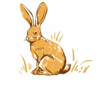 Conejo Animal Icono Retro Dibujado A Mano Boceto