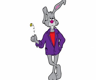 Rabbit Icon Funny Stylized Cartoon Character Sketch
