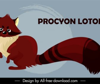Raccoon Animal ícone Bonito Desenho Animado Esboço Personagem