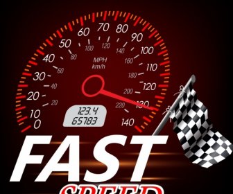 Race Advertisement Speedometer Flag Icons Decoration