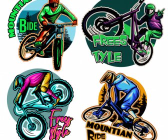 Racer Icons Colorful Dynamic Cartoon Sketch