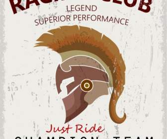 Racing Club Advertisement Retro Design Knight Helmet Icon