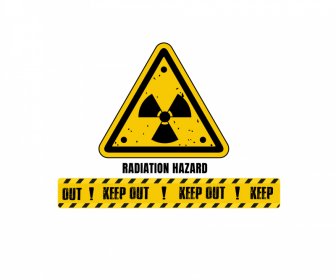 bahaya radiasi keep out sign template sketsa segitiga grunge
