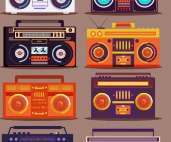 Radio Symbole Bunt Vintage Skizze