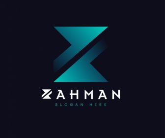 Rahman Logotipo Plantilla Flechas Simétricas Formas Boceto Elegante Diseño Moderno Oscuro