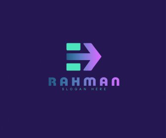 Rahman Logotype Elegant Flat Colors Effect Arrow Texts Decor