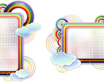 Rainbow Clouds Border Vector