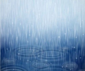 Raindrops With Water Blue Background Vector
