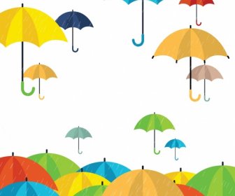 Rainy Background Colorful Umbrella Icons Decoration