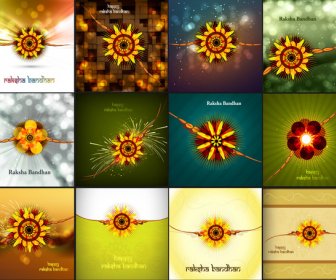 Ракша Bandhan красивые празднование 12 коллекции презентации Разноцветный фон