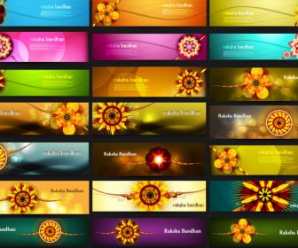 Raksha Bandhan Celebration Bright Colorful 21 Headers Vector Design