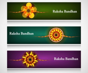 Raksha Bandhan Perayaan Warna-warni Header Vektor