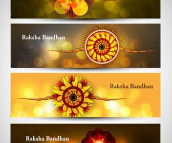 Raksha Bandhan Celebration Colorful Headers Vector