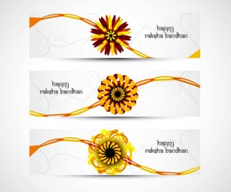 Raksha Bandhan Celebration Colorful Headers Vector