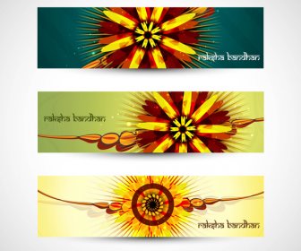 Raksha Bandhan Kutlama Renkli Başlıkları Vektör