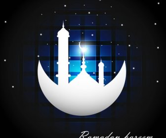 Ramadan Kareem Bright Blue Colorful Vector