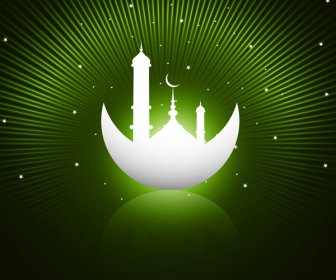 Vettore Di Ramadan Kareem Riflesso Colorato Verde Luminoso