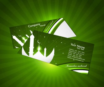 Рамадан Карим яркий зеленый красочные стильных визитных карточек вектор