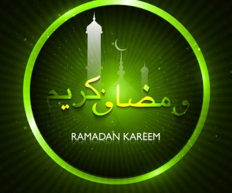 Ramadan Kareem Cartão Verde Colorido Desenho