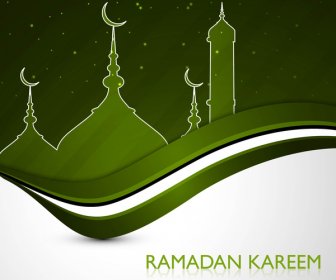 Рамадан Карим поздравительных открыток зеленой цветной дизайн