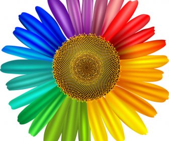 Raster Realistic Colorful Flower Isolated On White Background