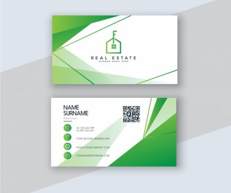 Real Estate Business Card Elegant Green White Lines House Logo Decor