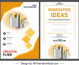 Real Estate Flyer Template Buildings Sketch Bright Modern