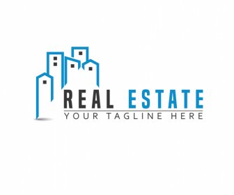 Real Estate Logo Template Flat Buildings Texts Sketch