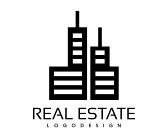 Real Estate Logo Template Flat Geometric Silhouette Sketch
