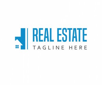 Templat Logo Real Estat Sketsa Teks Rumah Siluet Datar