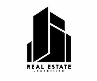 Immobilien-Logo-Vorlage Flache Silhouettenskizze