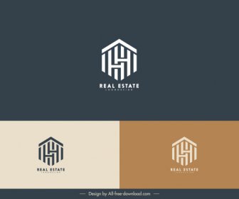 Templat Logo Real Estat Tata Letak Rumah Teks Simetris