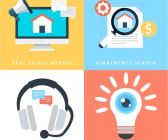 Real Estate Marketing Concepts With Color Flat Design