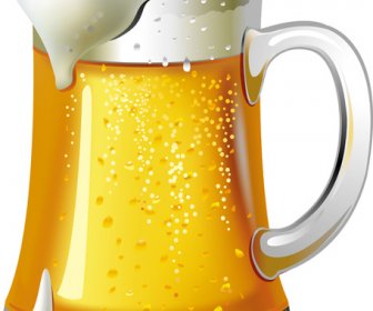 Realistic Beer And Cups Vector