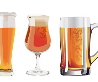 Realistic Beer And Cups Vector