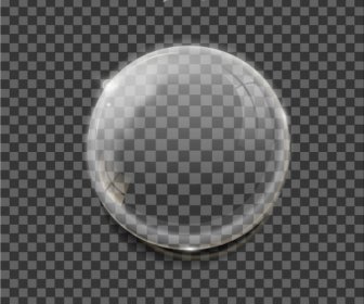Realistic Bubble With Reflections And Shadows On Transparent Background
