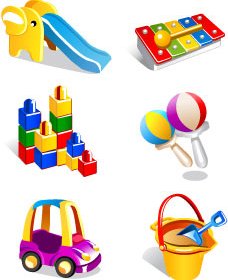 Realistic Children Toys Creative Design Graphics