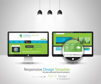 Realistic Devices Responsive Design Template Vector