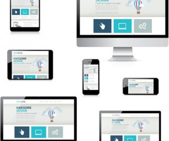 Realistic Devices Responsive Design Template Vector