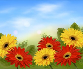 Realistic Flower Design Background Art Vector