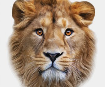 Realistic Lion Head Design Vector
