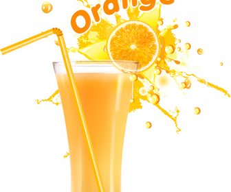 Векторная Иллюстрация реалистичные апельсиновый сок стекла
