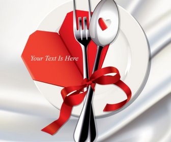 Realistis Piring Dan Sendok Garpu Vector Set