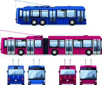 Realistic Trolleybus Design Vector