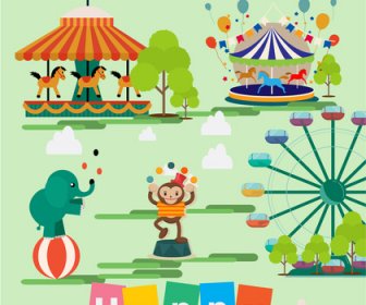 recreation park vector illustration with circus elements