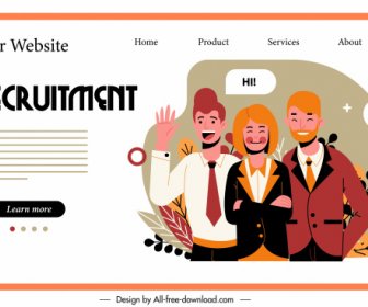 Recruitment Web Template Personnel Sketch Cartoon Characters