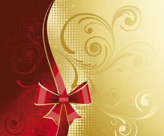 Red And Golden Floral Background Vector