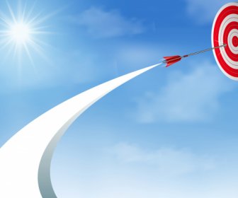 Rote Pfeile Darts Fliegen Bis Zum Himmel Gehen, Um Zentrum Ziel Geschäftserfolg Ziel Kreative Idee Illustration Vektor