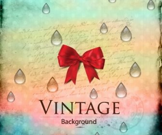 Red Bow And Water Drop With Vintage Background