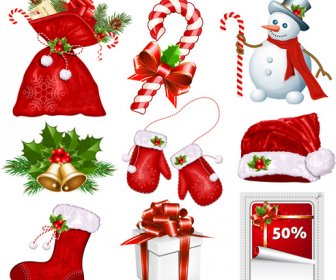 Red Christmas Baubles Elements Vector